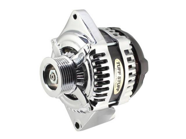 Tuff Stuff Max Amp One Wire Alternator, 6 groove serpentine pulley.  Chrome