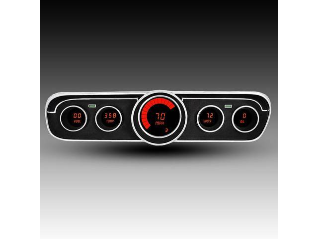 Digital Dash Gauge Panel by Intellitronix, red illumination