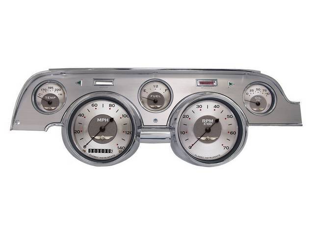 Instrument Cluster Assembly, Custom by Classic Instruments, All American Gauges, Brushed Alumlnum Insert Bezel