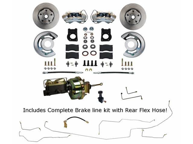 Front Disc Brake and Power Booster Conversion Kit, OE Style 4 Piston Calipers