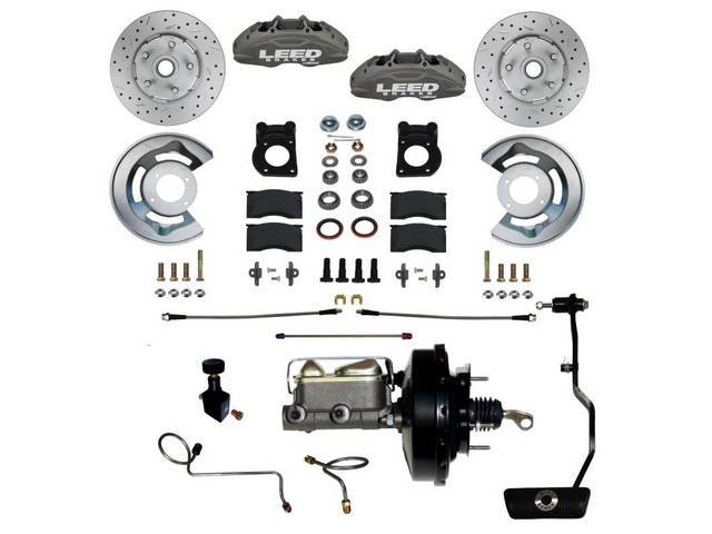 Front Disc Brake and Power Booster Conversion Kit, Max Grip XDS D11, GRAY