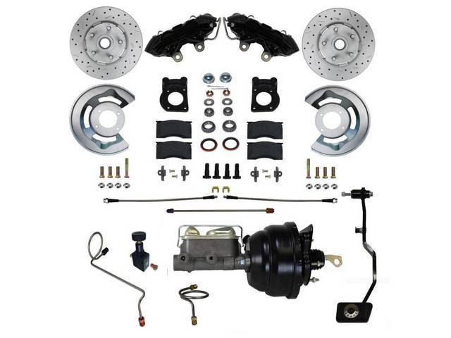 Front Disc Brake and Power Booster Conversion Kit, Max Grip XDS, BLACK
