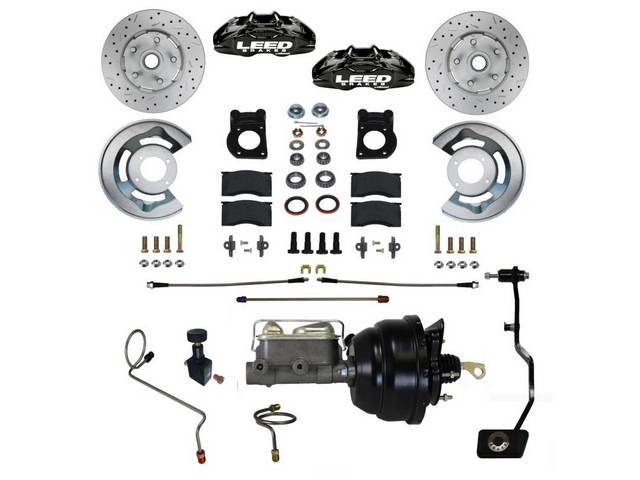 Front Disc Brake and Power Booster Conversion Kit, Max Grip XDS D11, BLACK