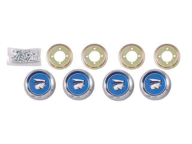 Wheel Center Cap Set, Styled Steel Wheel, Mercury, Blue