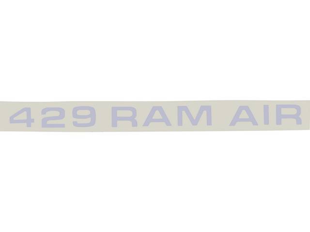 EMBLEMS, HOOD SCOOP, “429 RAM AIR” DECAL, ARGENT
