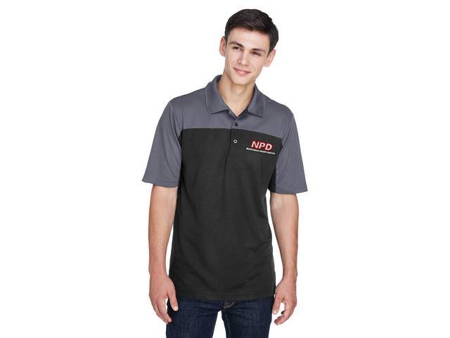 NPD Embroidered Men's Balance Colorblock Performance PiquÃ© Polo in Black / Carbon, Extra Large