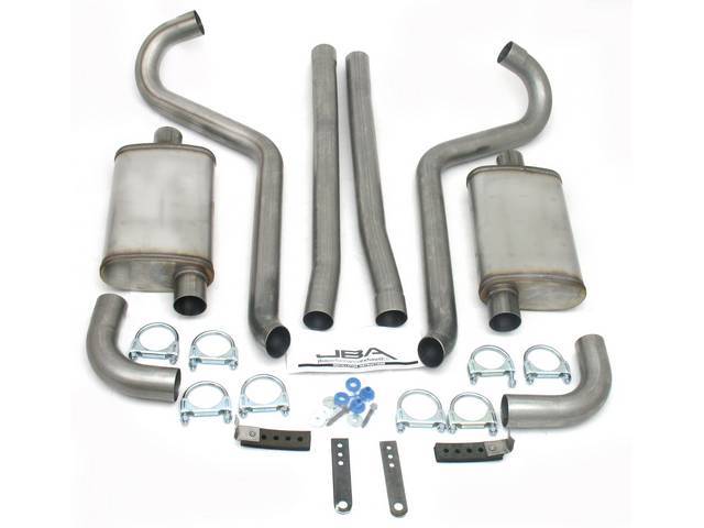 JBA Dual Exhaust Kit, 2 1/2” Pipes with Turn Down Style Outlets Exiting Below the Valance