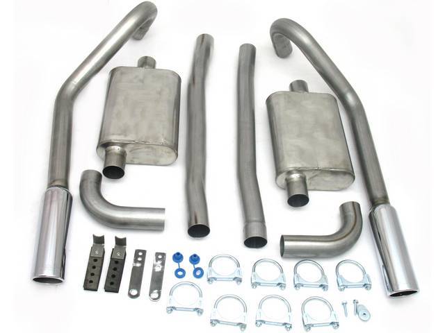 JBA Dual Exhaust Kit, 2 1/2” Pipes with Straight Style Outlets Exiting Below the Valance