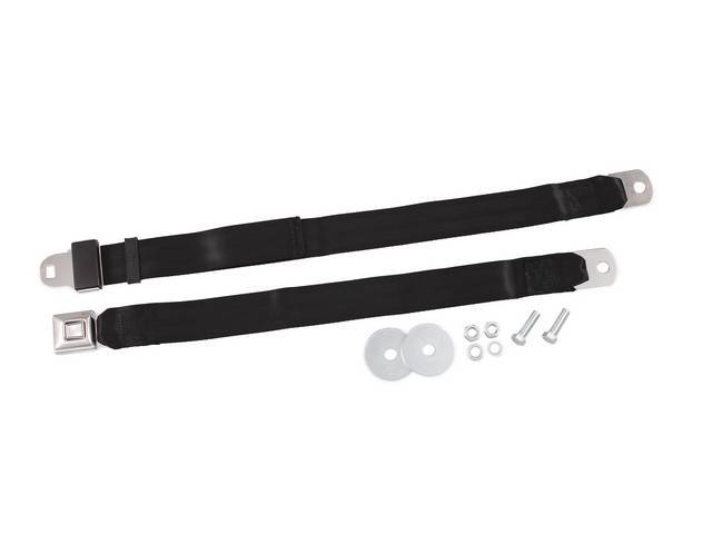 Push Button Lap Seat Belt, 2 Point, black