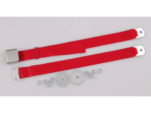 Classic Look Seat belt, 2 Point, bright red