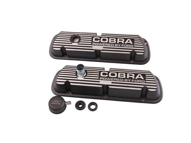 Finned Aluminum Solid Letter Cobra Powered By Ford Valve Cover Set