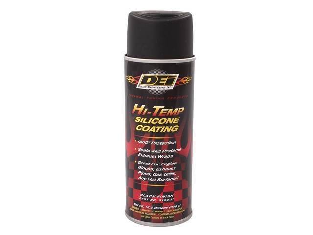 SILICONE COATING, Hi-Temp, Black, heat resistant up to 1500 degrees, Penetrates, seals, and prolongs the lifespan of exhaust wrap, 12 fluid ounce can 