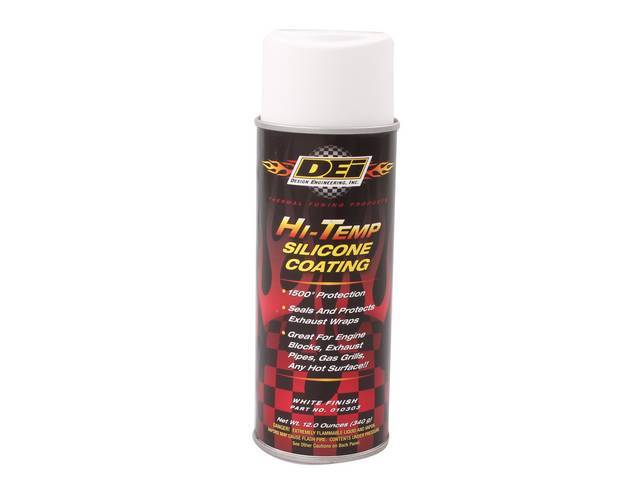 SILICONE COATING, Hi-Temp, White, heat resistant up to 1500 degrees, Penetrates, seals, and prolongs the lifespan of exhaust wrap, 12 fluid ounce can 