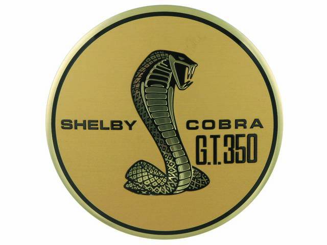 EMBLEM, POP-OPEN FUEL CAP, “SHELBY COBRA GT-350”
