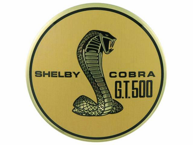 EMBLEM, POP-OPEN FUEL CAP, “SHELBY COBRA GT-500”