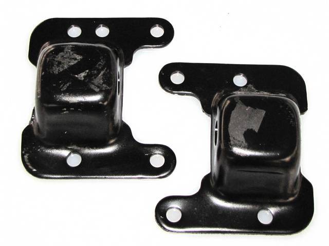 BRACKET SET, Engine Mount, Frame, measures 2.32 inches wide at top and 2.38 inches where the bolt connecting the frame and engine mounts passes, repro