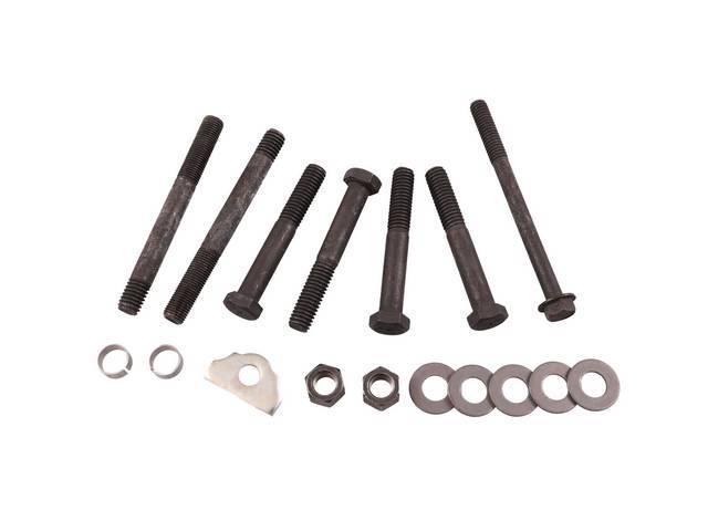 FASTENER KIT, Crankcase Front End Cover / Timing Chain Cover, (17) incl HX bolts, studs, dowels, washers and clamp, OE style repro