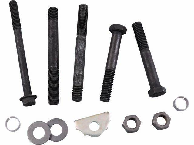 FASTENER KIT, Crankcase Front End Cover / Timing Chain Cover, (12) incl HX bolts, studs, dowels, washers and clamp, OE style repro
