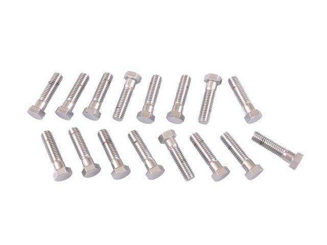 BOLT KIT, Cylinder Head (External), (16) features hex cap Grade 8 chrome plated bolts (1.7 Inch Length, 1.96 Inch Over All Length W/ Hex Head), Repro