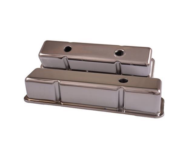 Tall Profile Valve Cover Set, with Oil Baffles,  Black Chrome finish, Reproduction for (64-86)