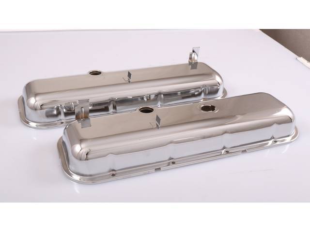 COVER SET, Valve, OE Style external Appearance W/ Spark Plug stands, W/ Baffles and Oil Drippers, Chrome Plated Steel, Repro