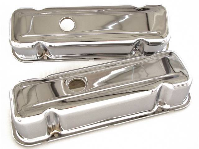 Valve Cover Set, Short Profile (3 inch height), W/o Oil Baffles, Chrome Finish, reproduction