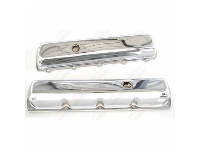 Valve Cover Set, Short Profile (2-13/16 inch height), W/ Oil Baffles, Chrome Finish, reproduction