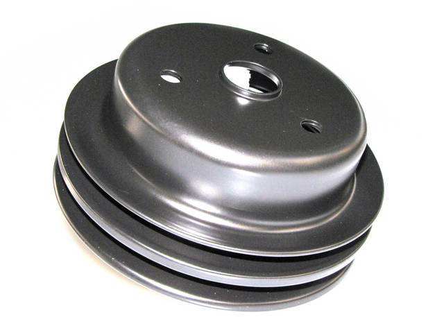 PULLEY, Crankshaft, deep double groove, 7.28 inch o.d., black painted steel, OE style repro
