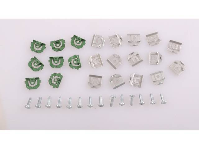 Front Windshield Molding Fastener Kit, Convertible, 36-piece kit, OE Correct AMK Products reproduction for (64-67)