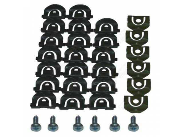 Windshield Molding Fastener Kit, (32) Incl Retaining Clips and Screws, reproduction