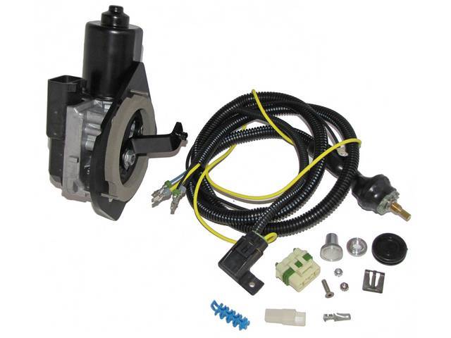 MOTOR, Windshield Wiper, Detroit Speed Selecta-Speed, features 7 speeds (low, high plus 5 delay) and a low profile for valve cover / booster clearance