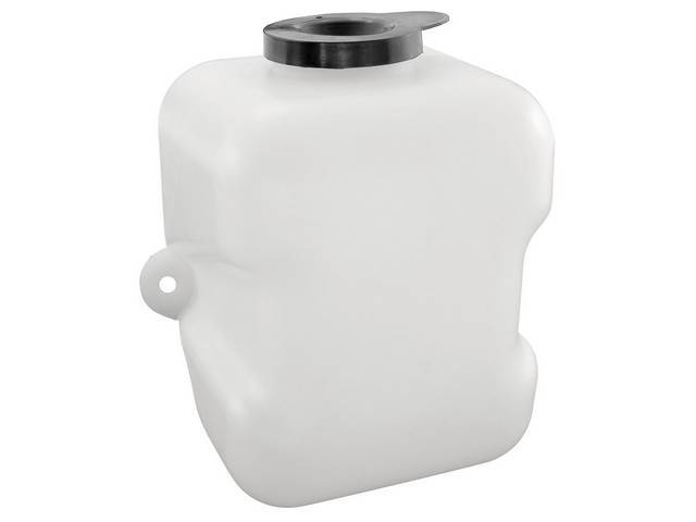 Windshield Washer Fluid Jar / Reservoir, white plastic, includes cap, Reproduction for (68-70)  