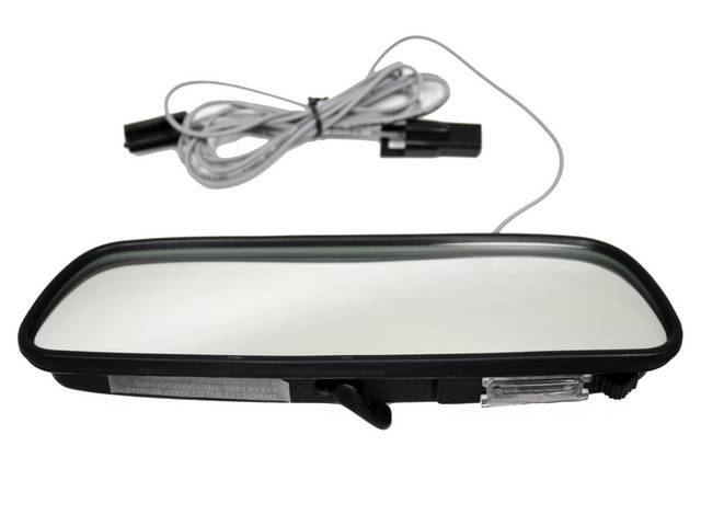 Inside Rear View Mirror, Day / Night, 8 inch length, Incl Map Light and Wiring, Black Finish, Imported reproduction