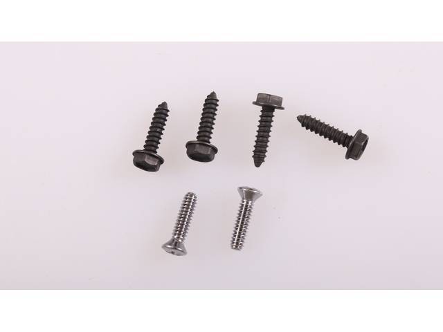 Mirror and Bracket Fastener Kit, Bullet / Sport style, 6-piece kit, OE Correct AMK Products reproduction for (70-81)