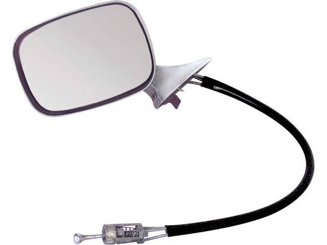 Outside Rear View Mirror, Remote, Chrome rectangular design, LH, reproduction