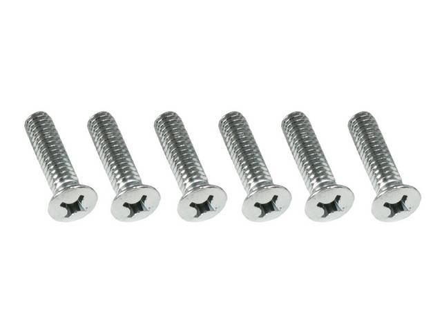 FASTENER KIT, Sunvisor Bracket, (6) incl chrome plated phillips head OV screws w/ #12 heads, does two brackets (see p/n C-10219-4AK for visor adjustment / clamp screws), OE-correct repro