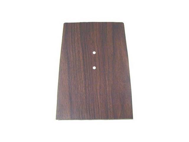 Console Trim Plate, forward, walnut wood finish, does not incl emblem, reproduction 