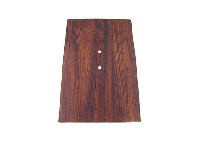 Console Trim Plate, forward, cherry wood finish, does not incl emblem, reproduction 