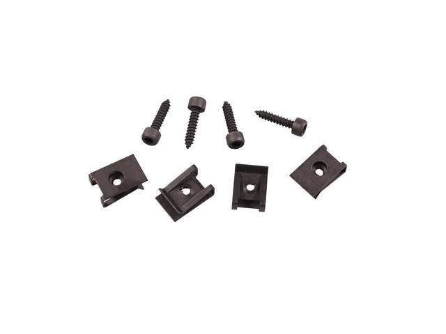 FASTENER KIT, Console Shift Plate, (8) incl HX socket screws in black finish and spring nuts (use nuts w/ M/T applications), OE-correct repro