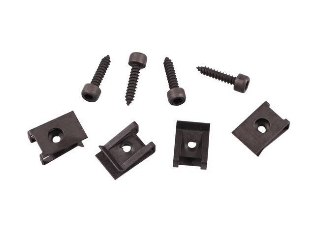 FASTENER KIT, Console Shift Plate, (8) incl HX socket screws in black finish and spring nuts (use nuts w/ M/T applications), OE-correct repro