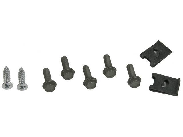 FASTENER KIT, CONSOLE BRACKET AND TOP FRAME, (9), HEXWASHER MS AND PHILLIPS DRIVEOVAL HEADSCREWS, SPRING NUTS