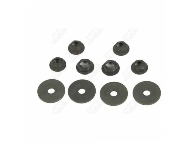 Console Insert and Emblem Fastener Kit, 10-pc stamped nuts and flat washers kit for (68-69)