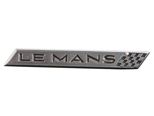 EMBLEM / PLATE, Instrument Panel / Deck Lid / Trunk Lid, *LeMans*, Repro   ** Also listed under Group 12182 in Pontiac Parts Guides **