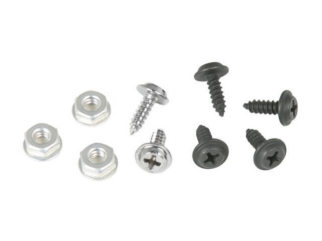 Glove Box, Glove Box Door, and Shield Fastener Kit, 9-pc includes screws and nuts for (68-69 with A/C)