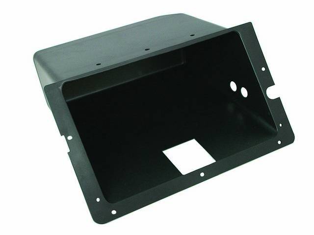 BOX, Instrument Panel Glove Compartment, black plastic, Reproduction