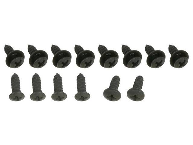 FASTENER KIT, GLOVE BOX DOOR AND STOP, (14), PH PAN HEAD AND ROUND WASHER HEAD SCREWS, PHILLIPS DRIVE OVAL HEAD SEMS