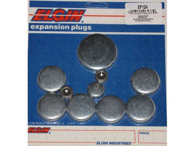 Freeze Plug Set, Zinc-Plated Steel, (10) Incl Freeze Plugs, Hex Head Oil Plugs and Cam Plug