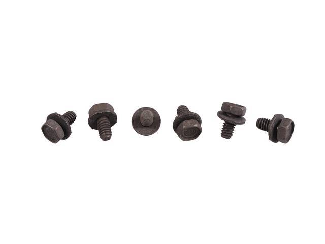 Door Latch Control / Inside Mechanism Fastener Kit, 6-pieces, OE Correct AMK Products reproduction for (64-65)