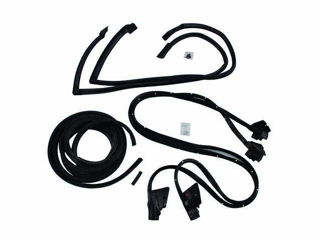 WEATHERSTRIP KIT, Basic, incl seals for door shell, roof side rail and trunk, *Soff Seal* brand (limited lifetime warranty, see incl card for details), repro