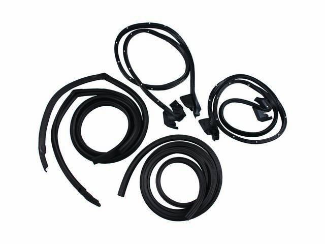 WEATHERSTRIP KIT, Basic, incl seals for door shell, roof side rail and trunk, *Soff Seal* brand (limited lifetime warranty, see incl card for details), repro